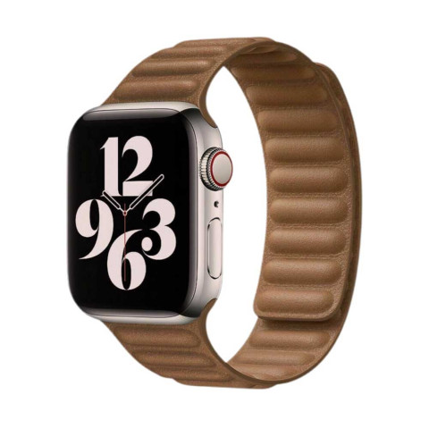 Кожаный ремешок на Apple Watch 38/40/41mm Leather Link Saddle brown